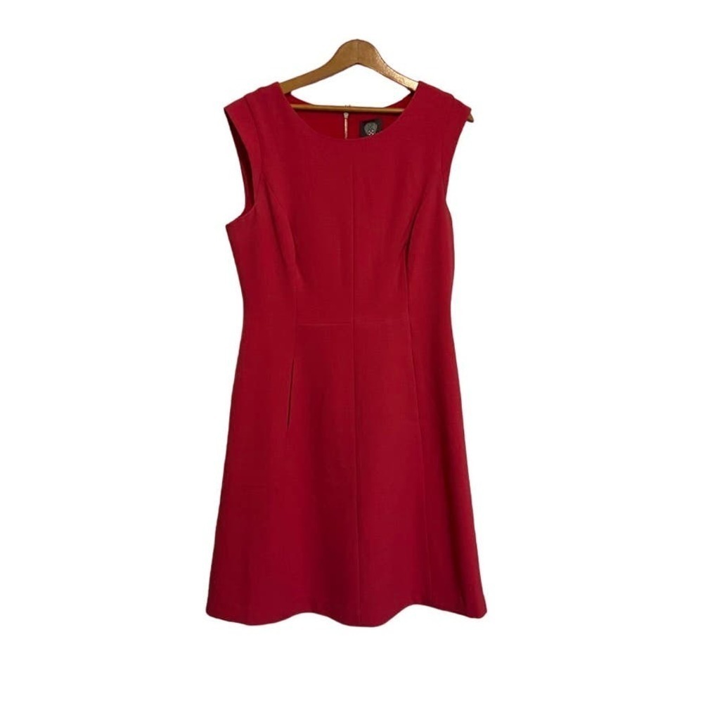 Vince Camuto Red A-line dress crew neck sleeveless 8
